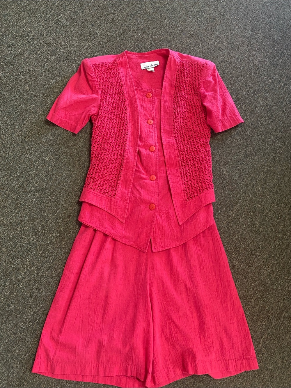 Vintage Lindsey Scott Hot Pink Matching Shorts Set